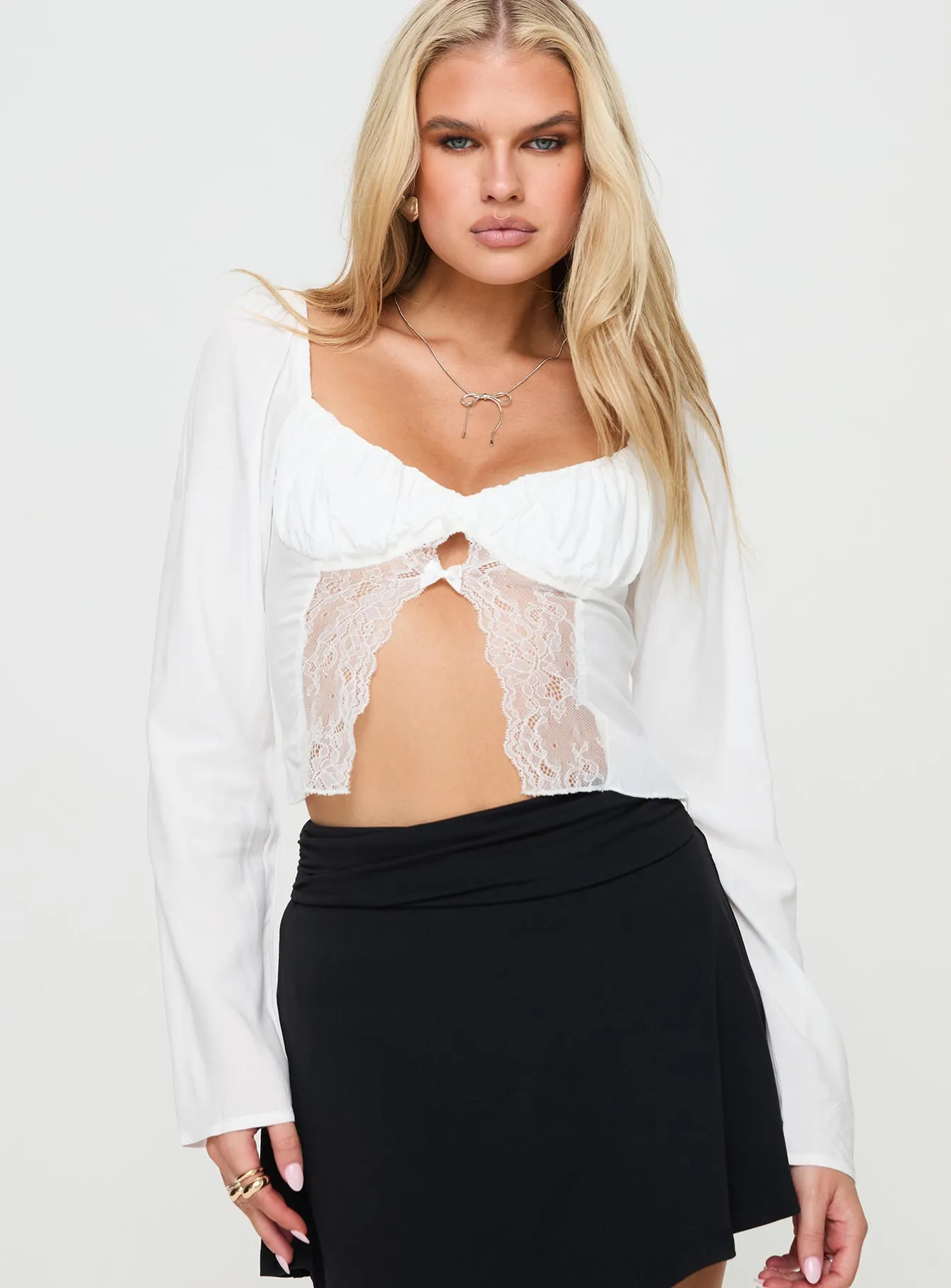 Kenzler Long Sleeve Top White sold by Princess Polly product image thumbnail 2