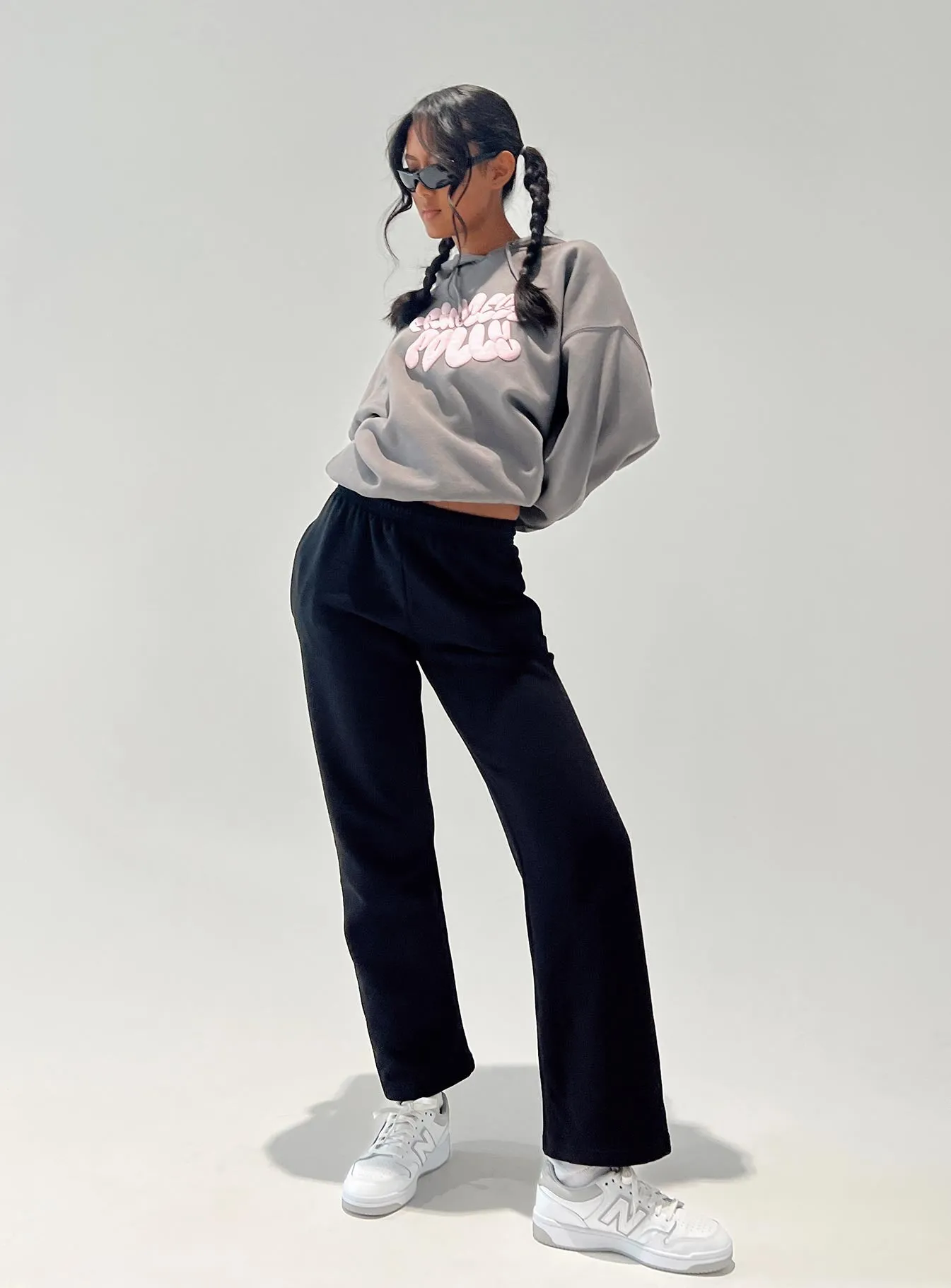 Arya Straight Leg Track Pants Black sold by Princess Polly