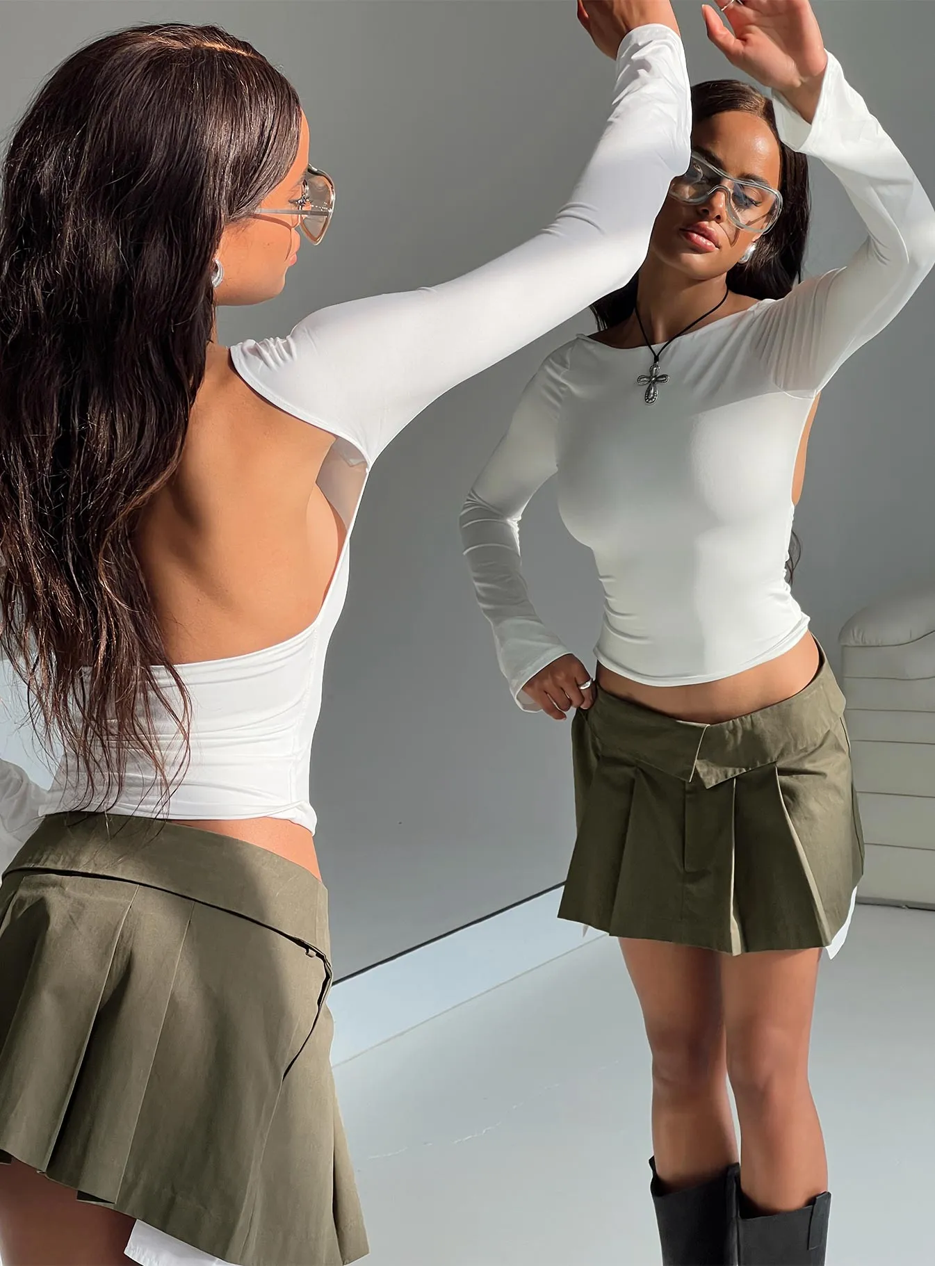 Zelka Long Sleeve Top White sold by Princess Polly