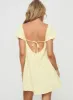 Beyond Linen Blend Mini Dress Yellow sold by Princess Polly