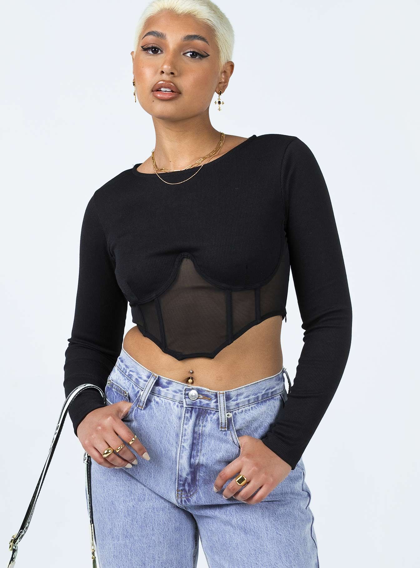 Not Your Baby Long Sleeve Top Black sold by Princess Polly
