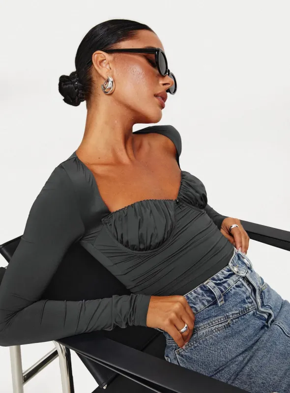 Candyce Long Sleeve Top Slate sold by Princess Polly