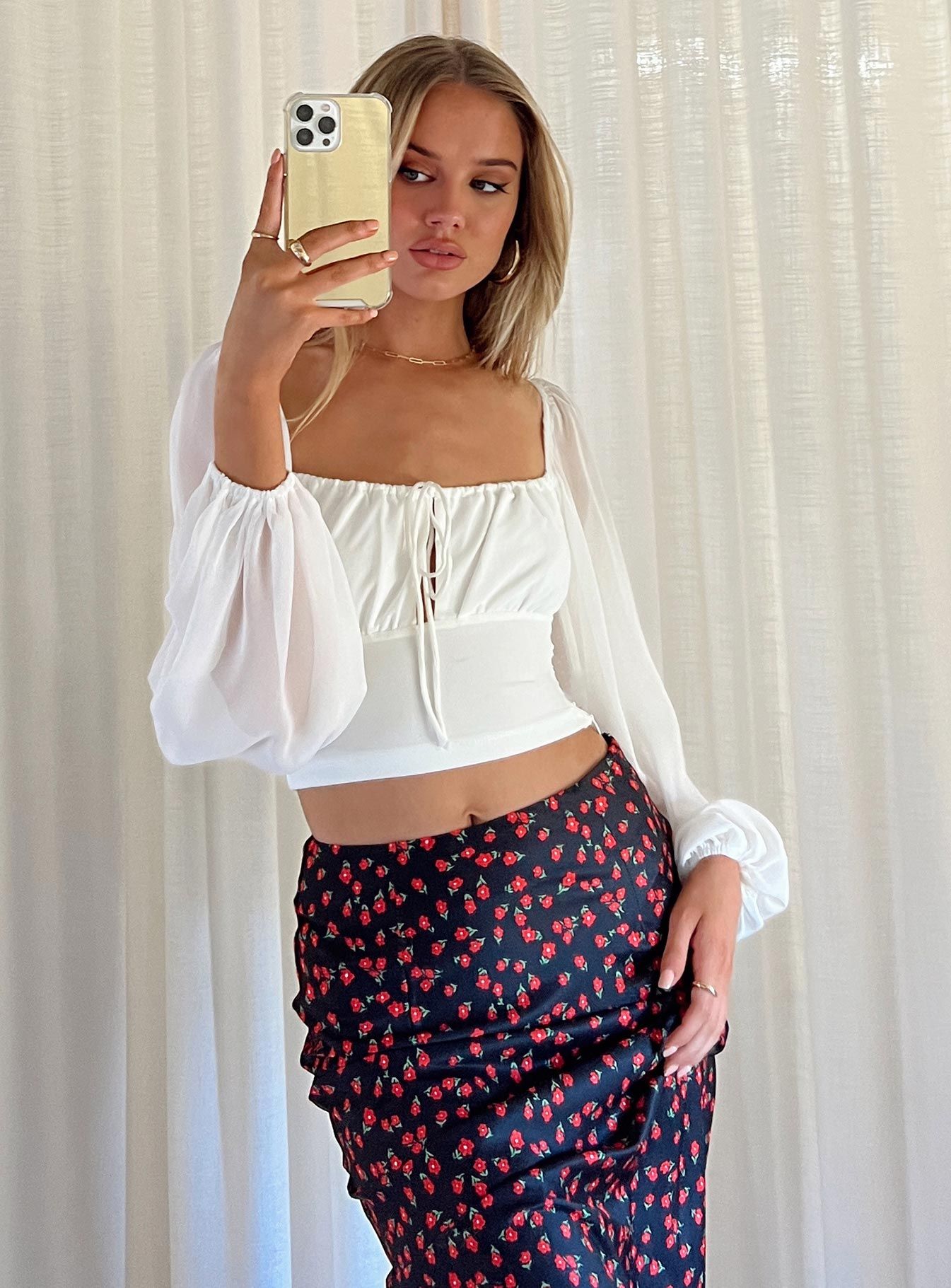 Paley Long Sleeve Top White sold by Princess Polly