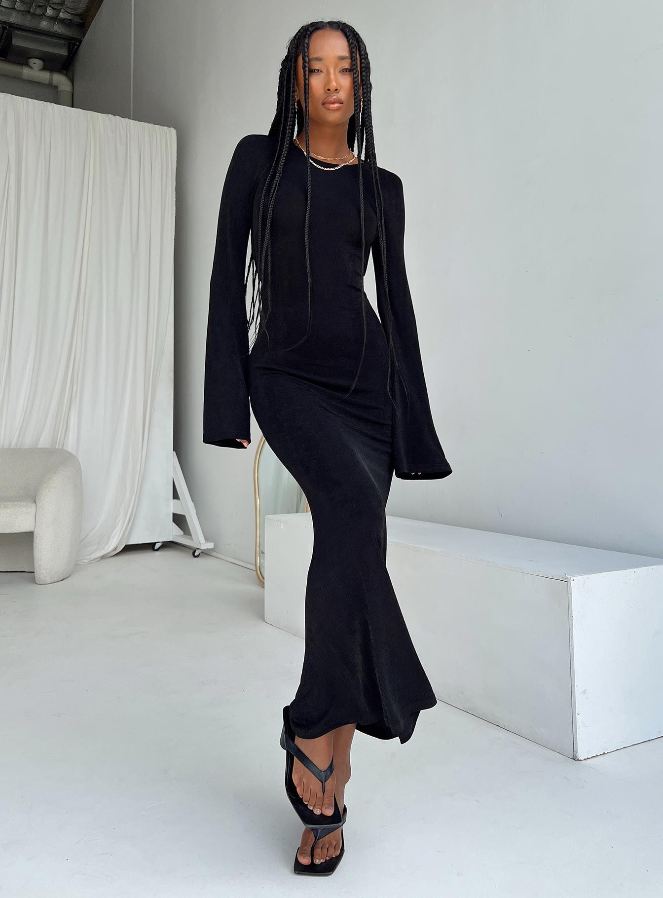 Amersham Long Sleeve Maxi Dress Black sold by Princess Polly