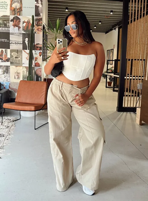 Motel Hansa Trouser Panama Ecru sold by Princess Polly