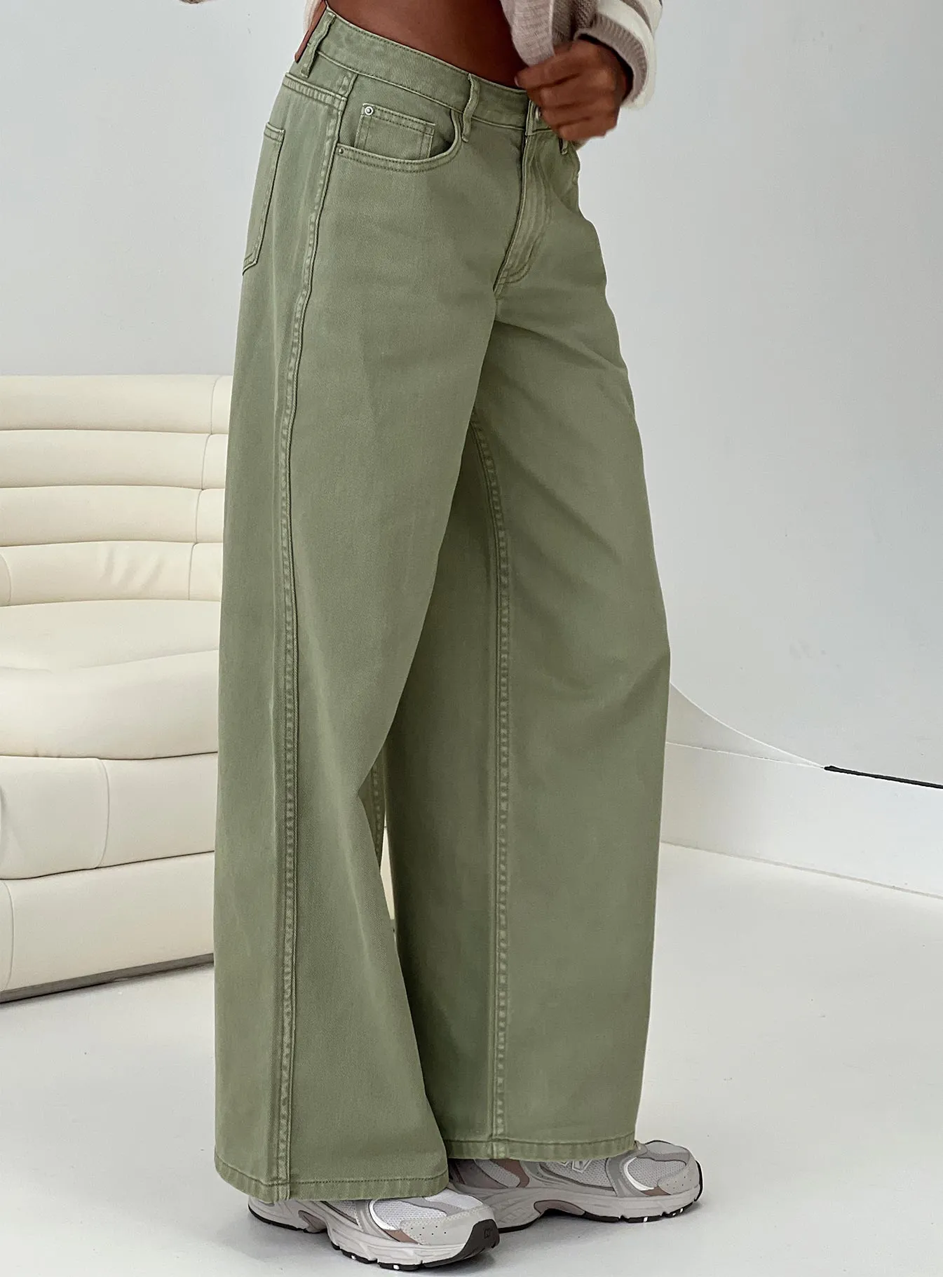 Ramos Low Rise Denim Jeans Sage sold by Princess Polly