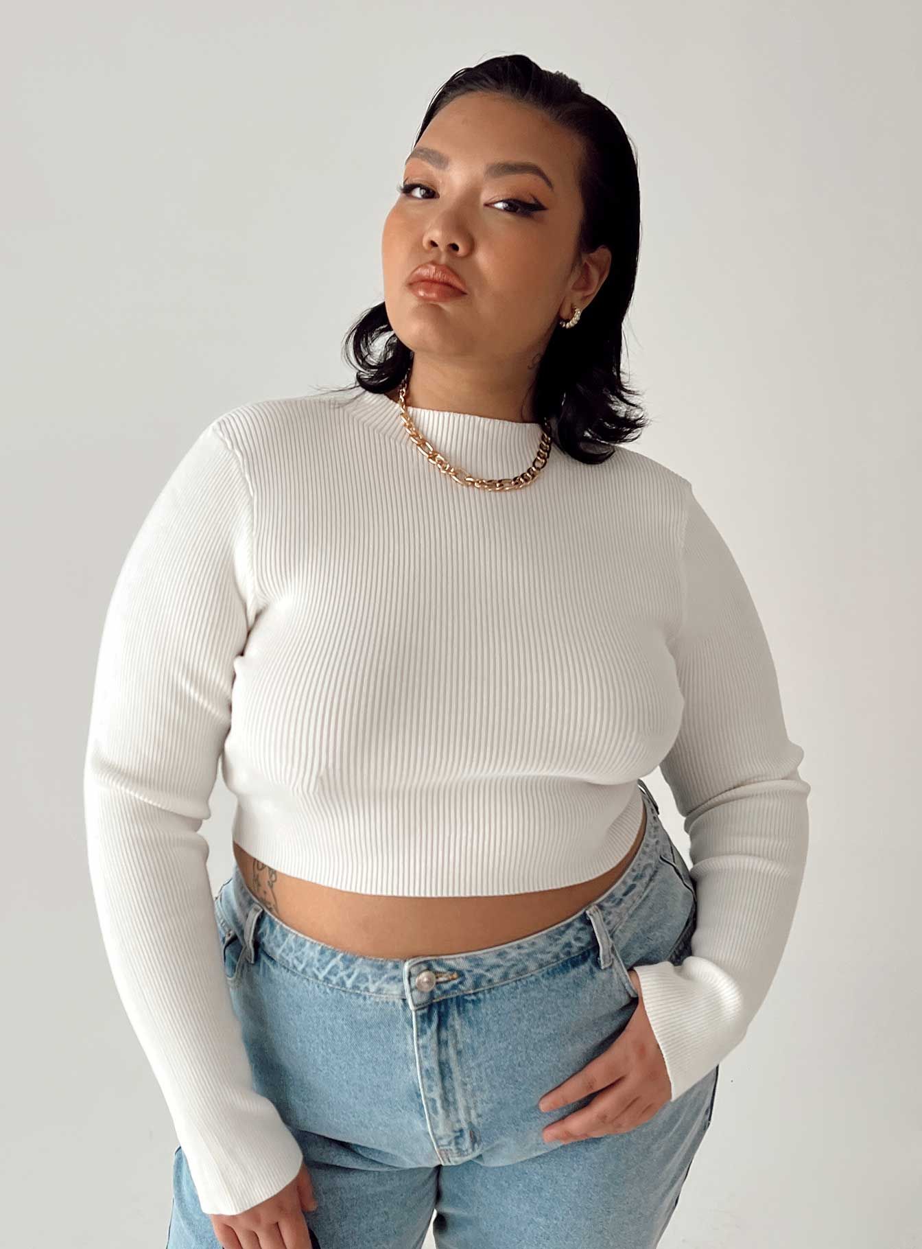 Arthur Long Sleeve Top White Curve sold by Princess Polly