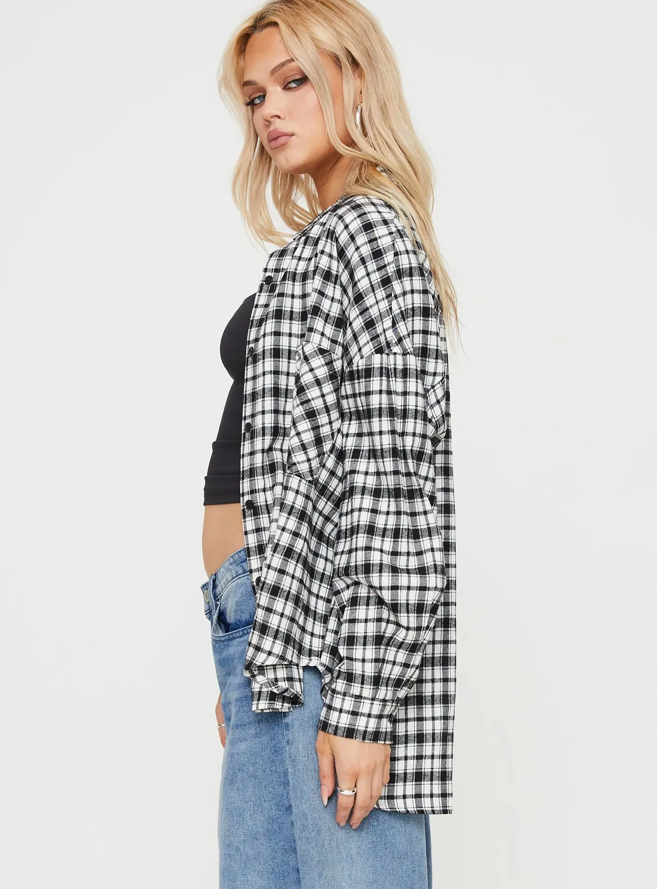 Medley Shirt Black / White Check sold by Princess Polly product image thumbnail 3