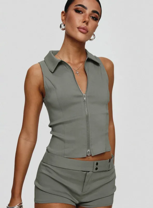 Janae Vest Top Grey sold by Princess Polly