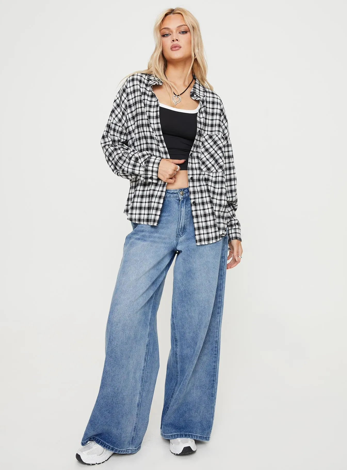 Medley Shirt Black / White Check sold by Princess Polly product image thumbnail 2