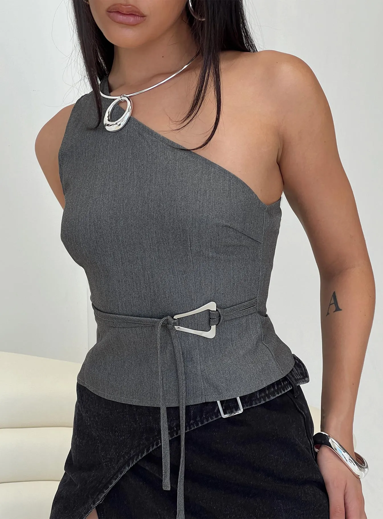 Sayaka Top Charcoal sold by Princess Polly