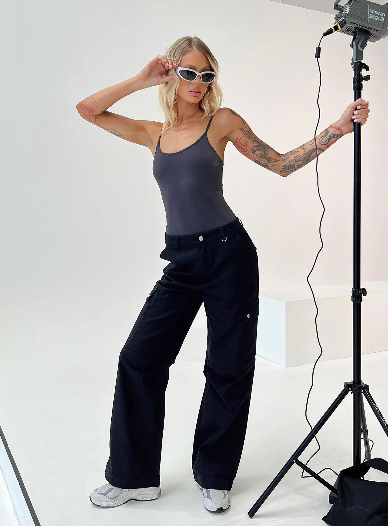 Fallout Mid Rise Cargo Pants Black Tall sold by Princess Polly