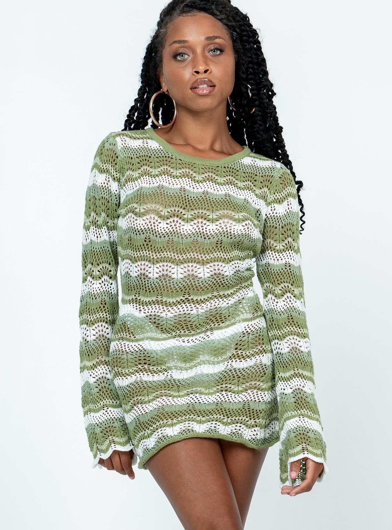 Leah Knit Mini Dress Green sold by Princess Polly product image thumbnail 2