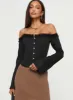 Avaah Off The Shoulder Top Black sold by Princess Polly