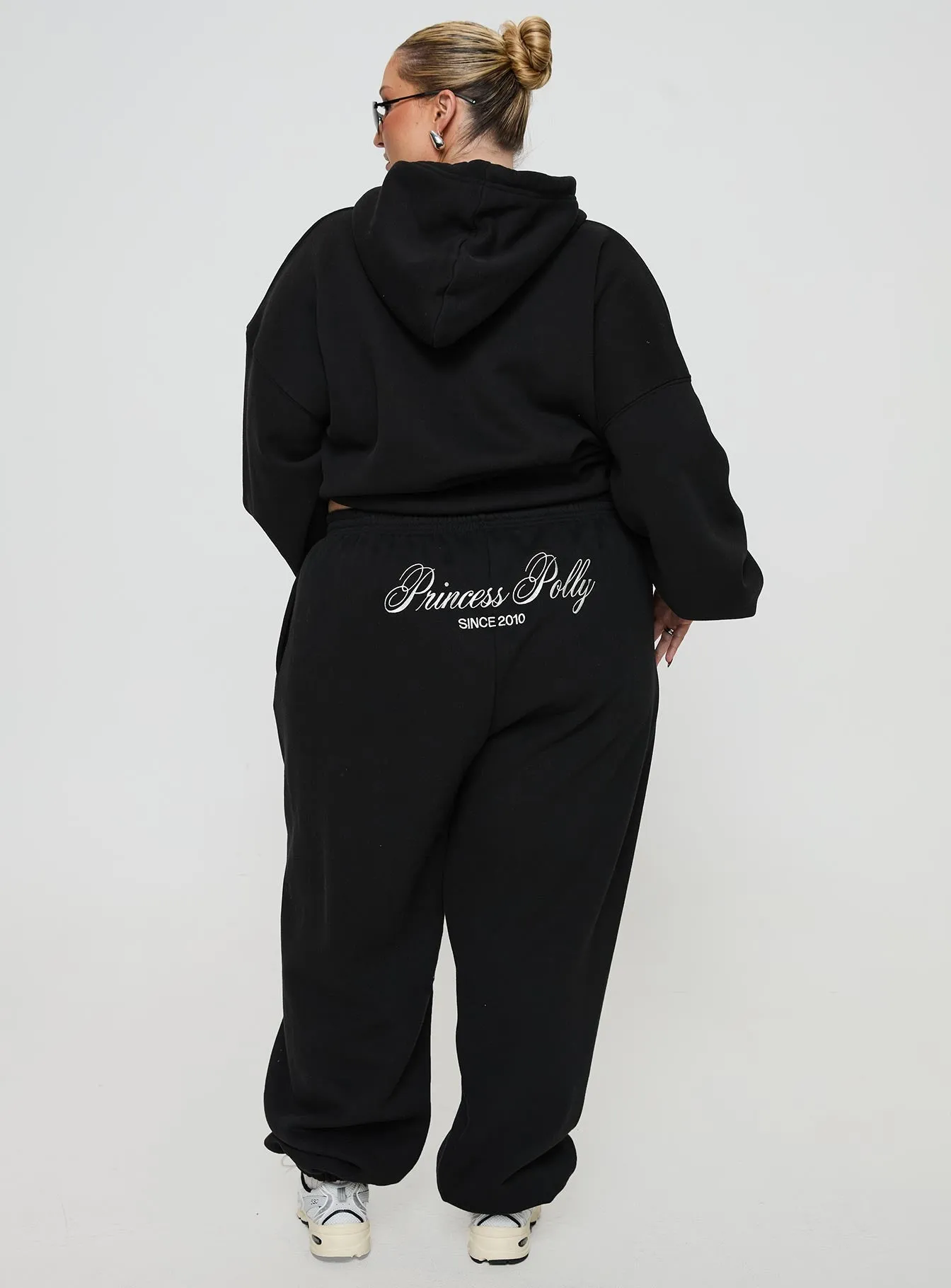 Princess Polly Track Pants Script Black / Ivory Curve sold by Princess Polly product image thumbnail 5