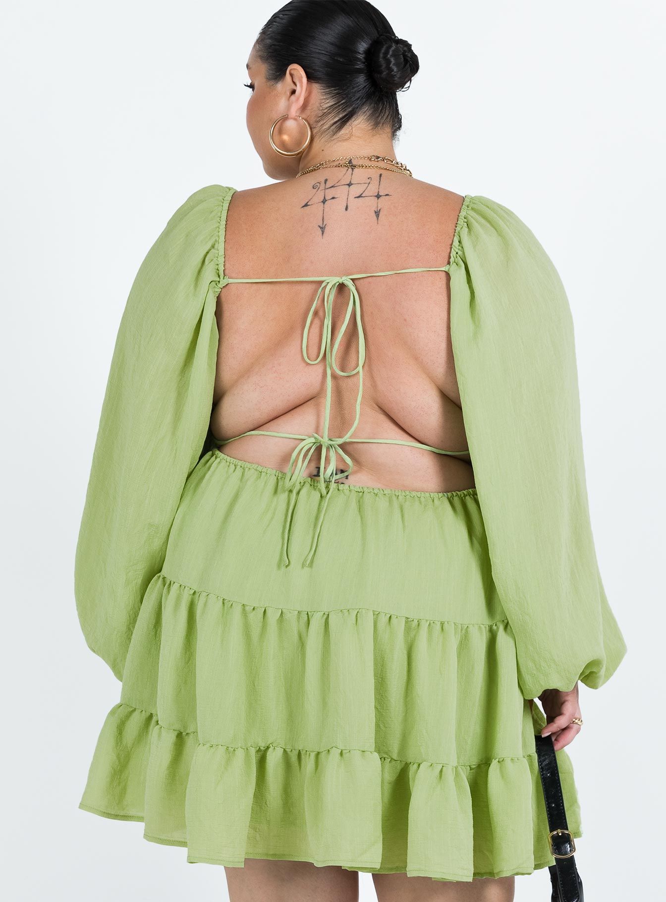 Danny Long Sleeve Mini Dress Green Curve sold by Princess Polly product image thumbnail 5