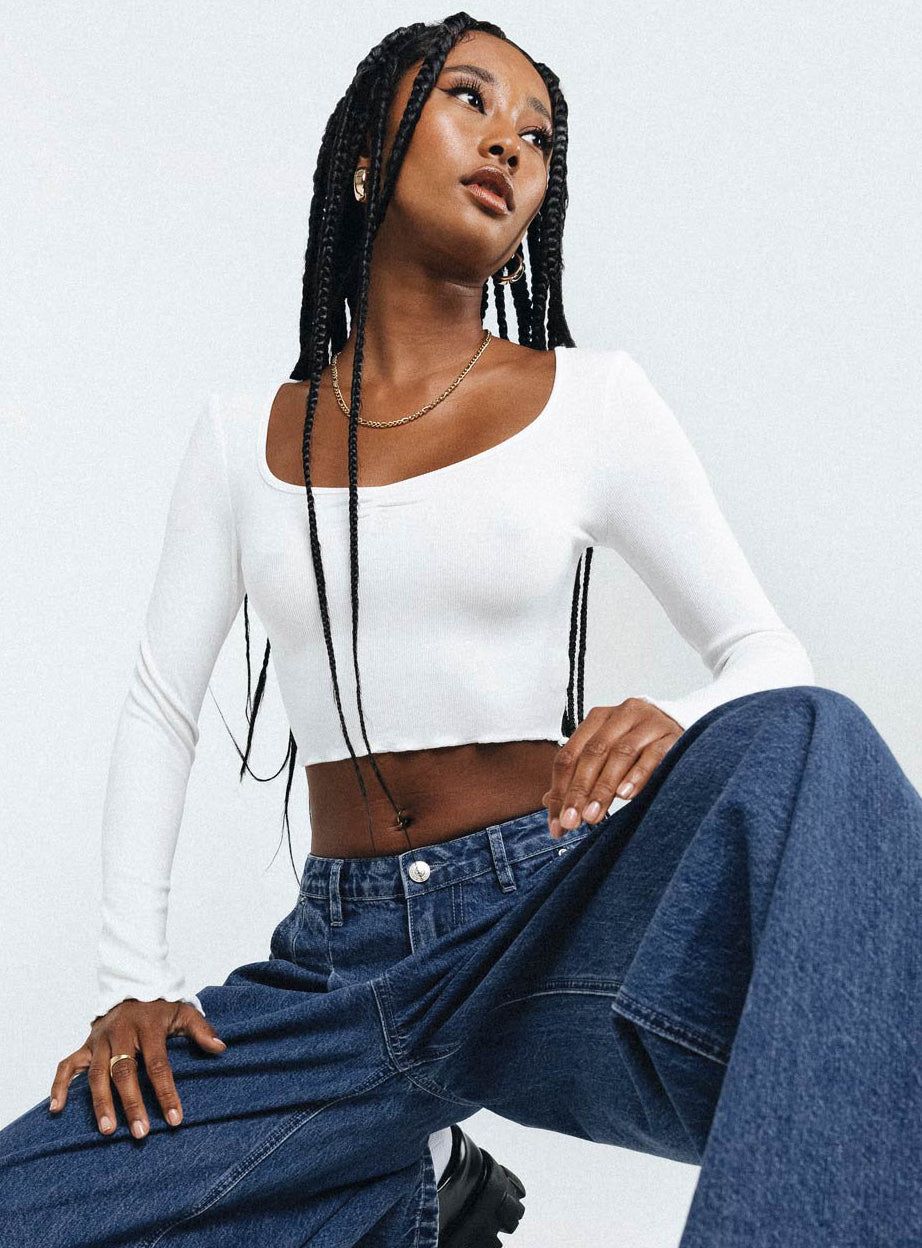 Corley Long Sleeve Top White sold by Princess Polly