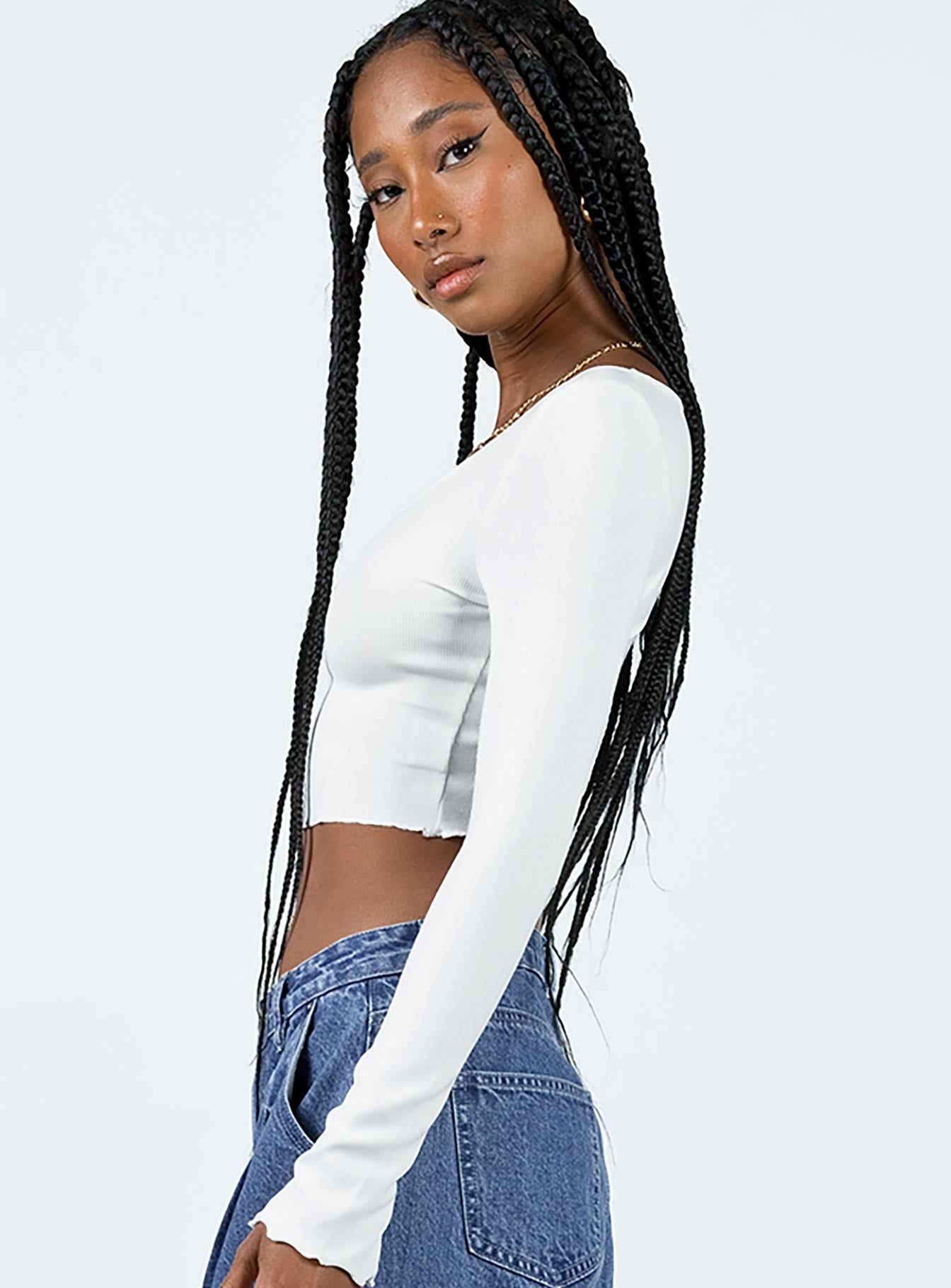 Corley Long Sleeve Top White sold by Princess Polly product image thumbnail 4