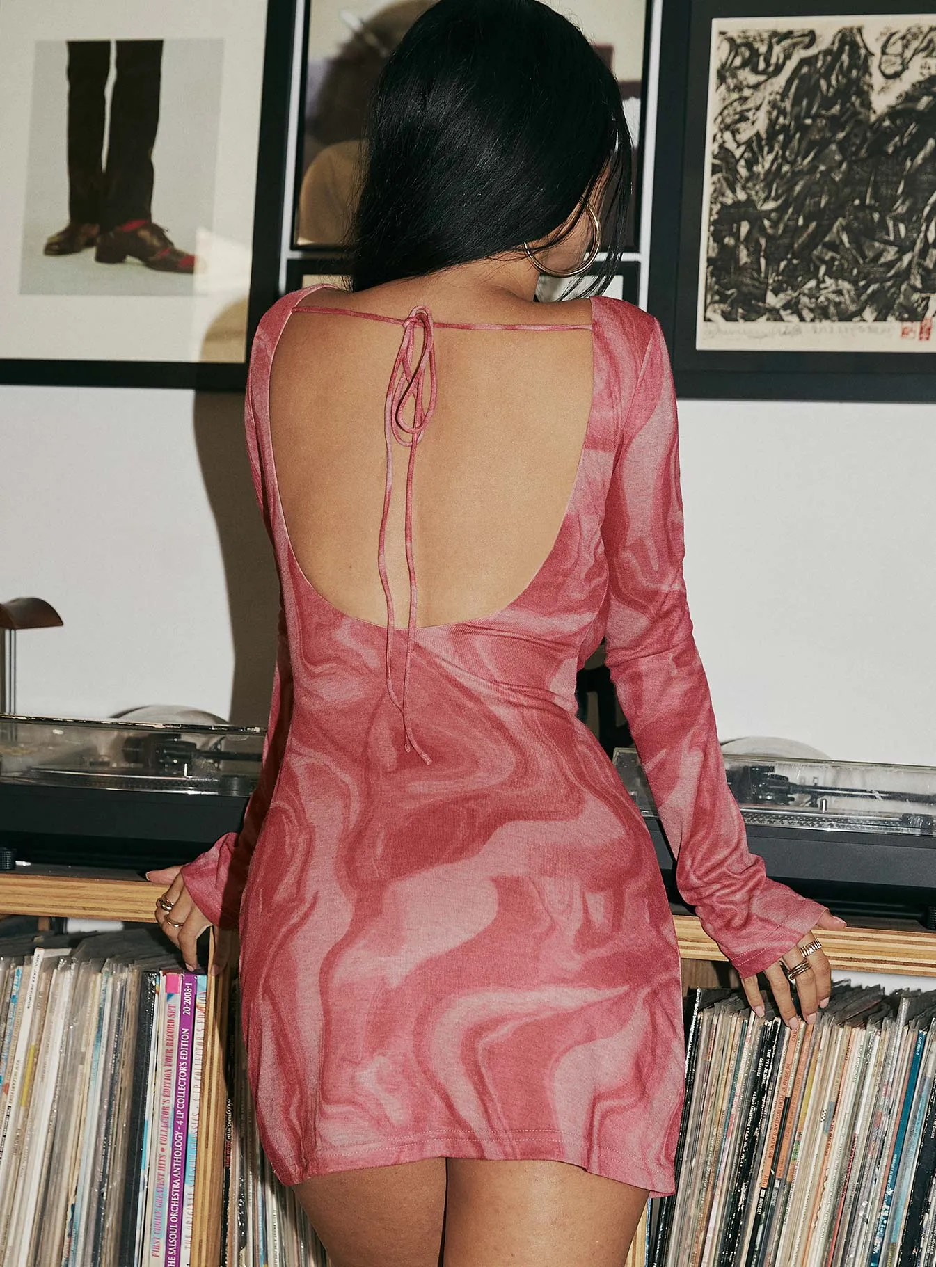 Macia Long Sleeve Mini Dress Pink Swirl sold by Princess Polly product image thumbnail 5