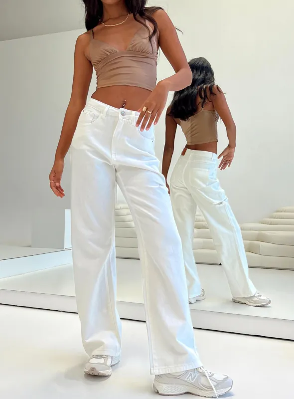 Johnston Wide Leg Jeans White sold by Princess Polly