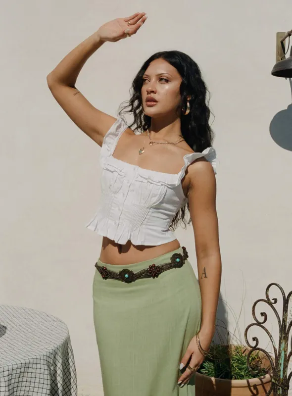 Isadoria Frill Top White sold by Princess Polly