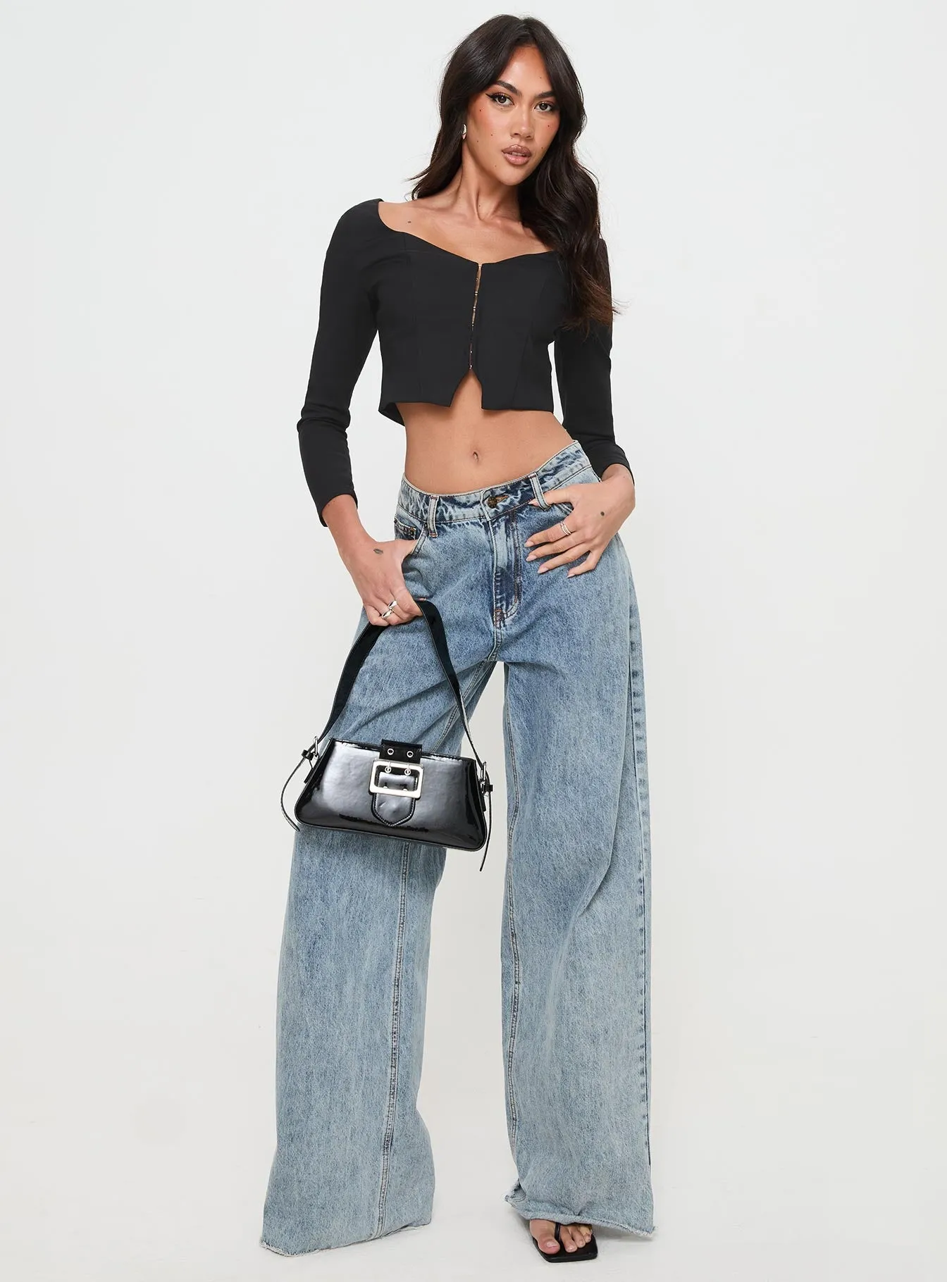 Time Is Up Long Sleeve Top Black sold by Princess Polly product image thumbnail 2