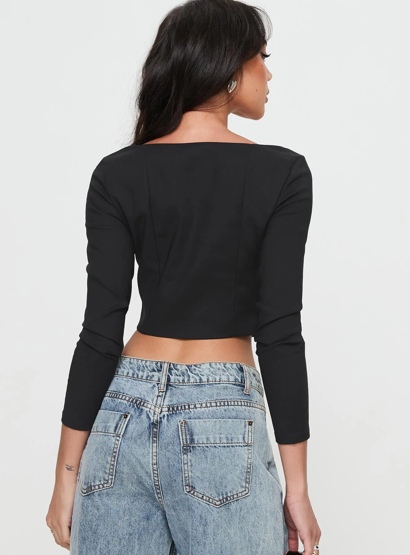 Time Is Up Long Sleeve Top Black sold by Princess Polly product image thumbnail 4