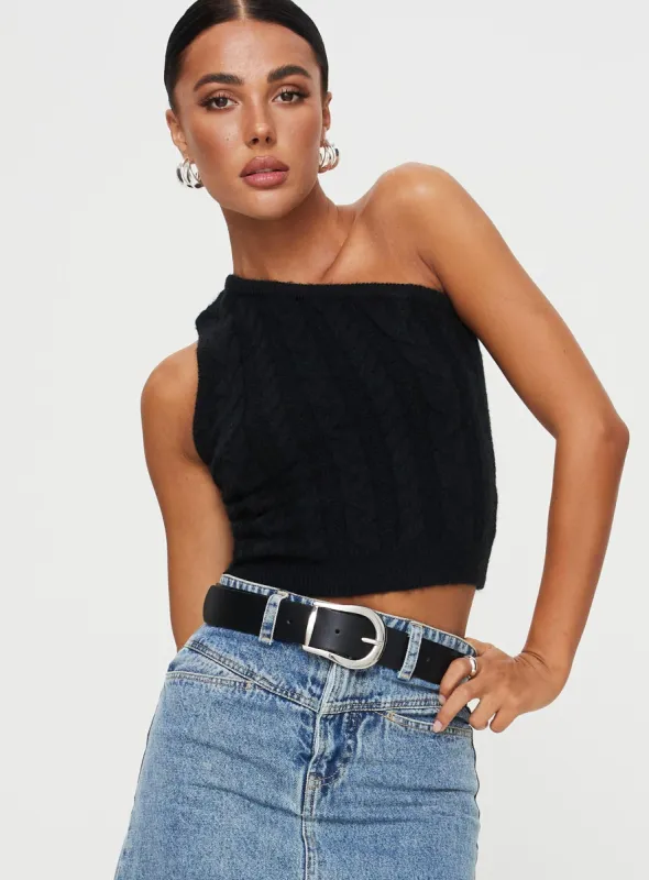 Kateri One Shoulder Top Black sold by Princess Polly