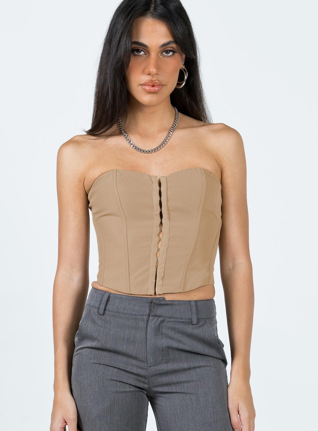 Holbourne Corset Top Camel sold by Princess Polly