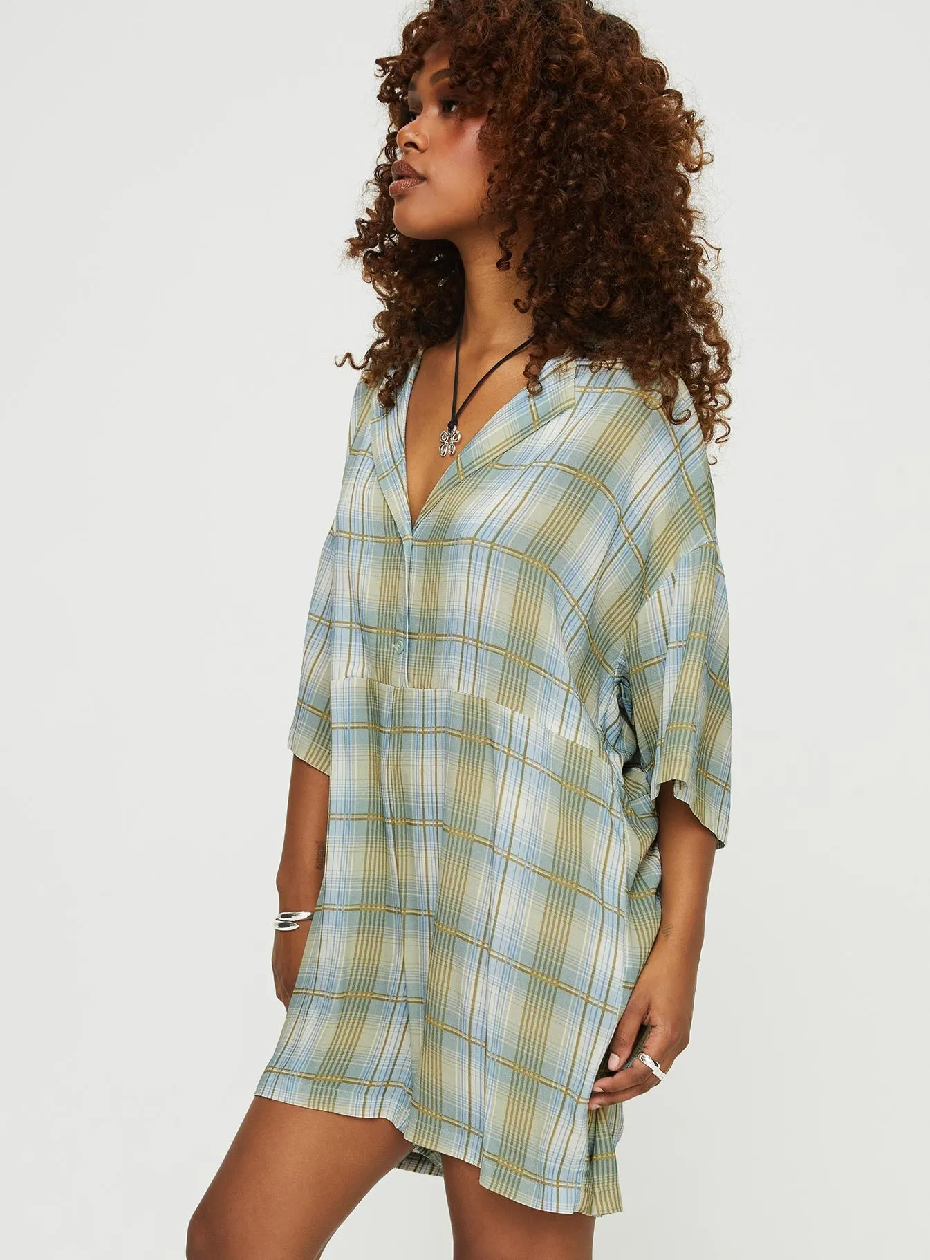 Caraliia Romper Green/Blue Check sold by Princess Polly product image thumbnail 4
