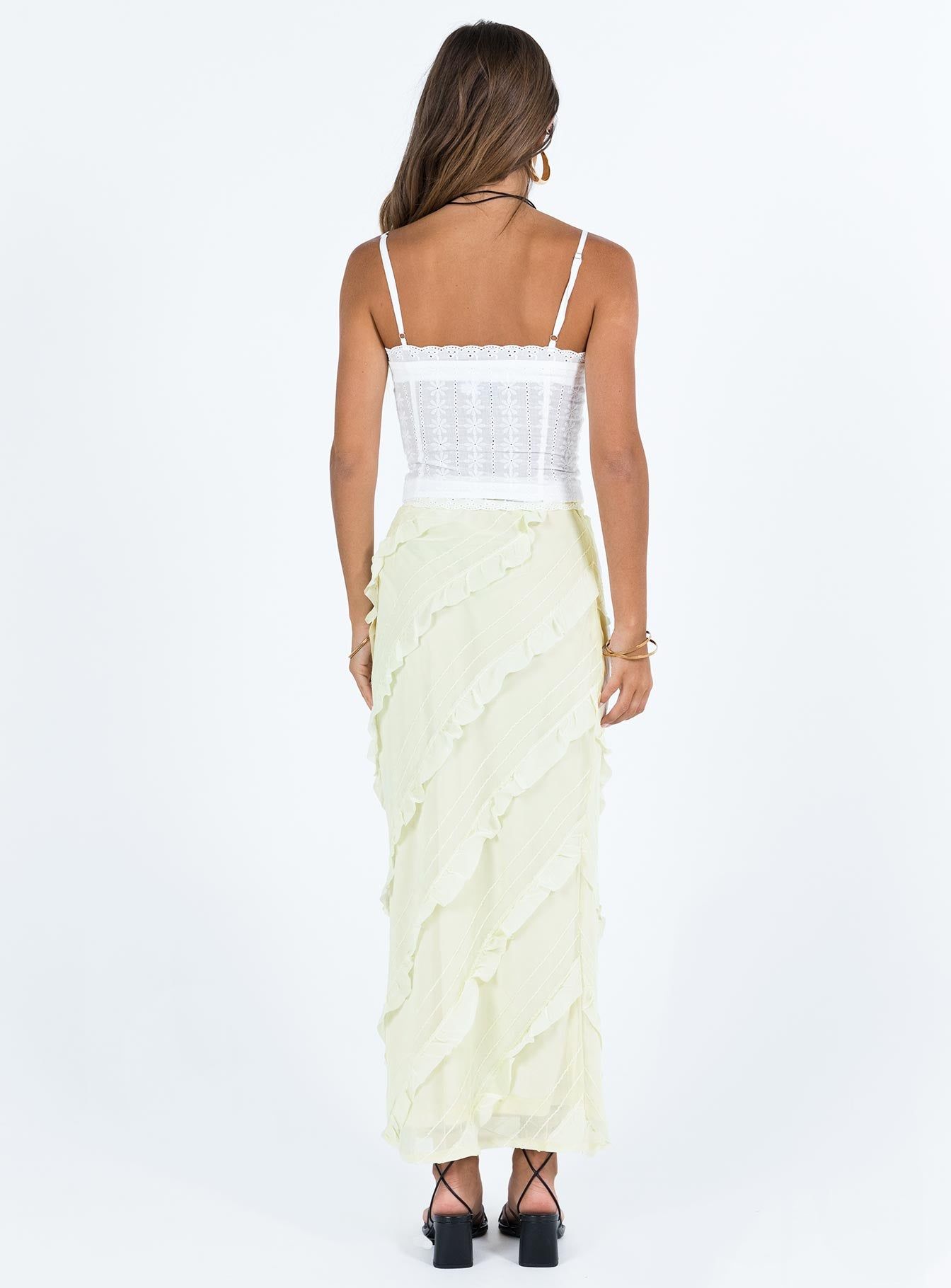 Mullins Bias Cut Maxi Skirt Lemon sold by Princess Polly product image thumbnail 8