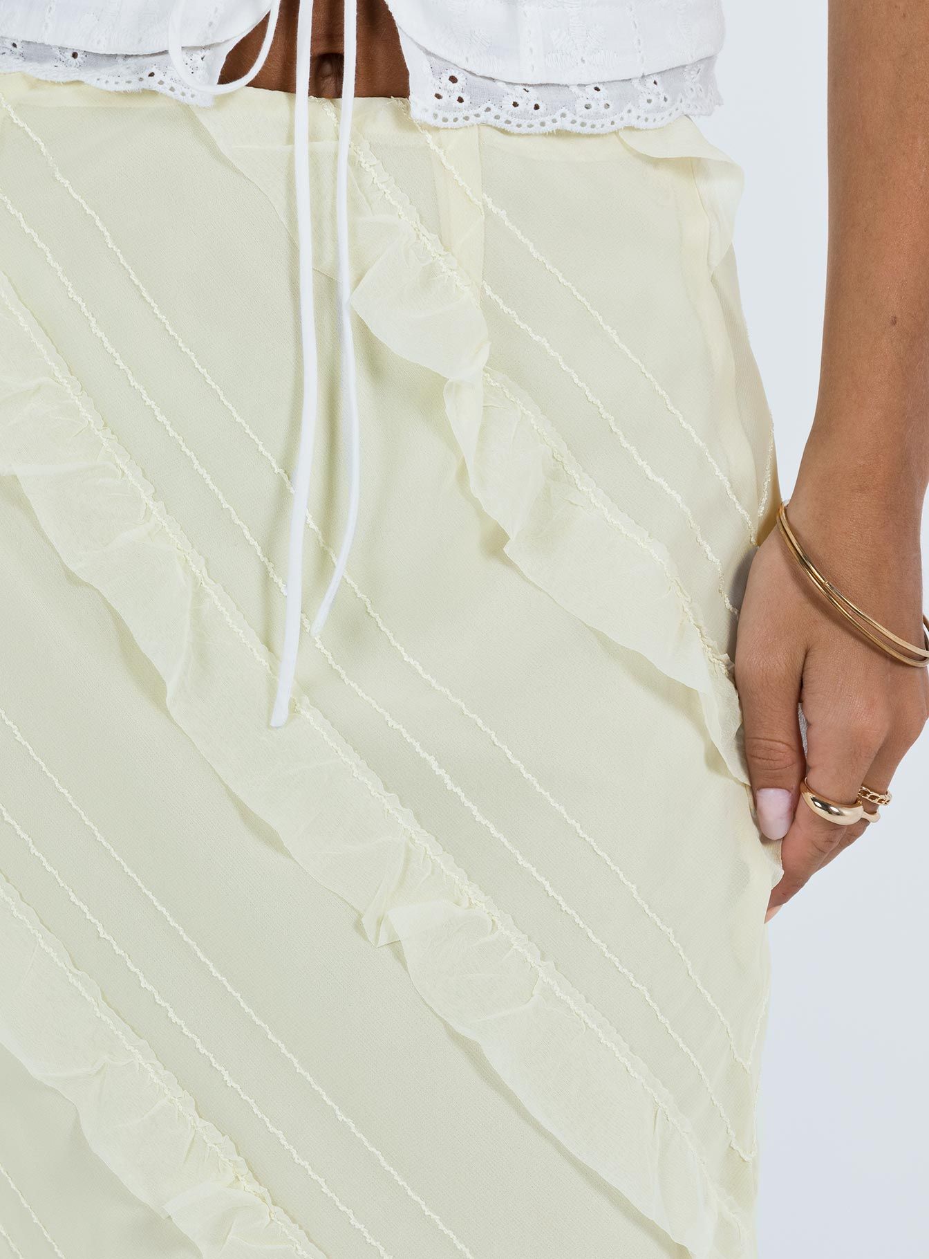 Mullins Bias Cut Maxi Skirt Lemon sold by Princess Polly product image thumbnail 9