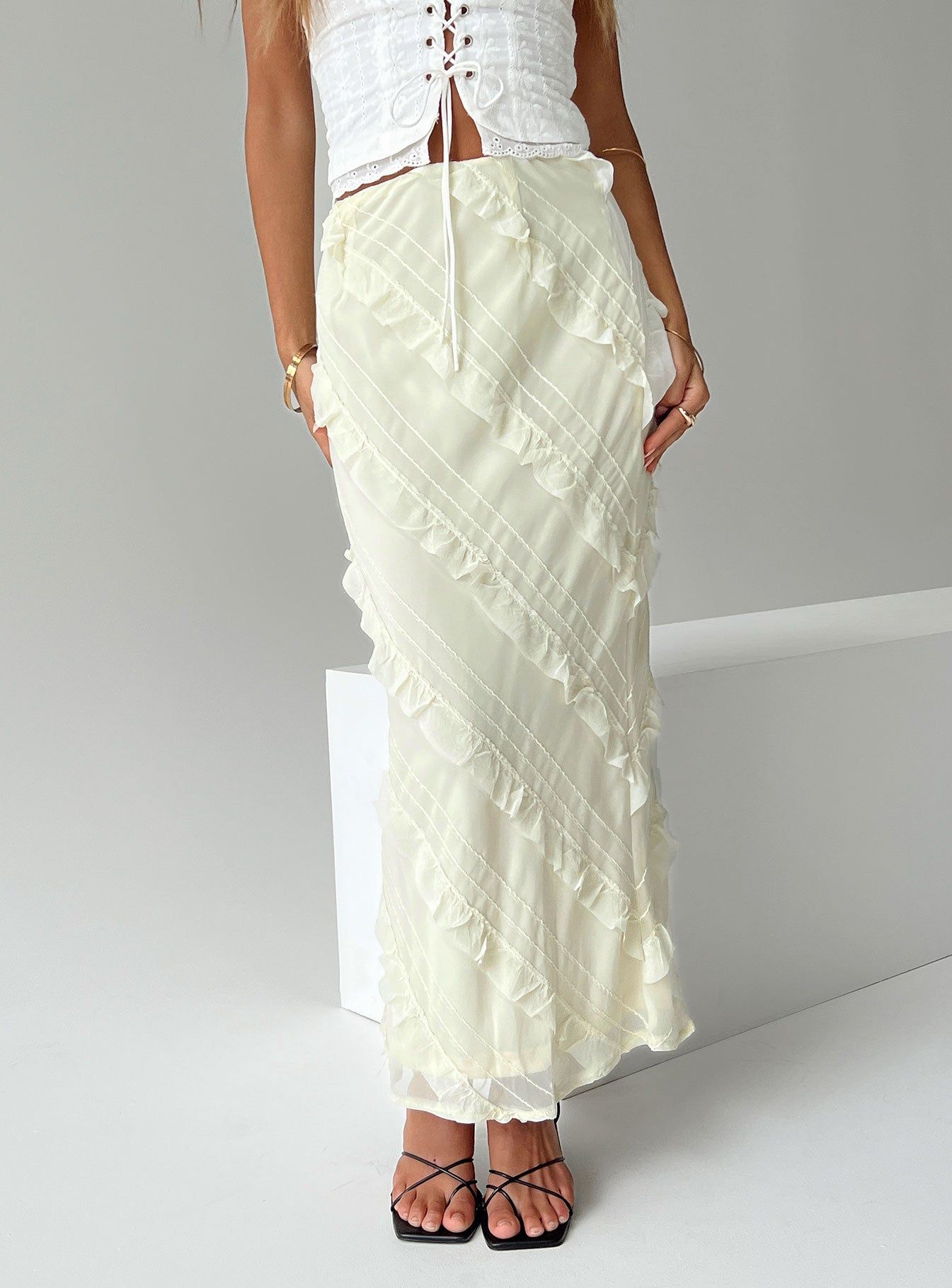Mullins Bias Cut Maxi Skirt Lemon sold by Princess Polly product image thumbnail 7