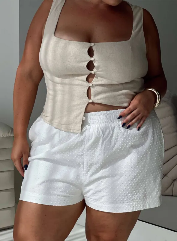 Dobby Shorts White Curve sold by Princess Polly