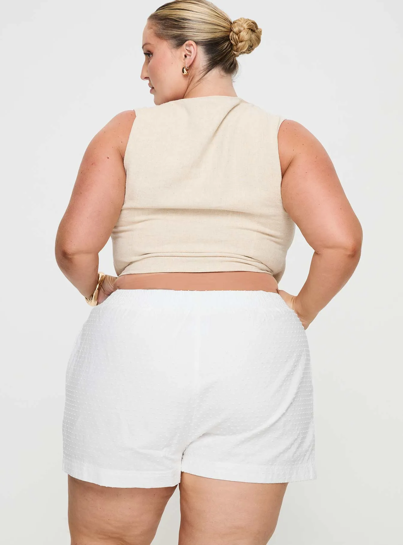 Dobby Shorts White Curve sold by Princess Polly product image thumbnail 5