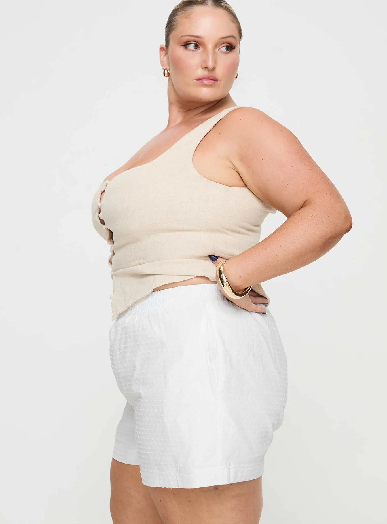 Dobby Shorts White Curve sold by Princess Polly product image thumbnail 4