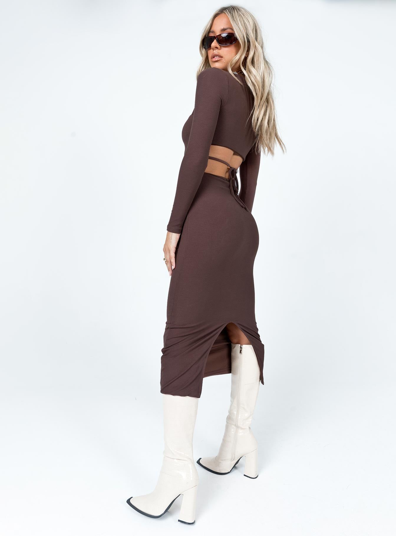 Nolan Midi Dress Brown sold by Princess Polly product image thumbnail 4