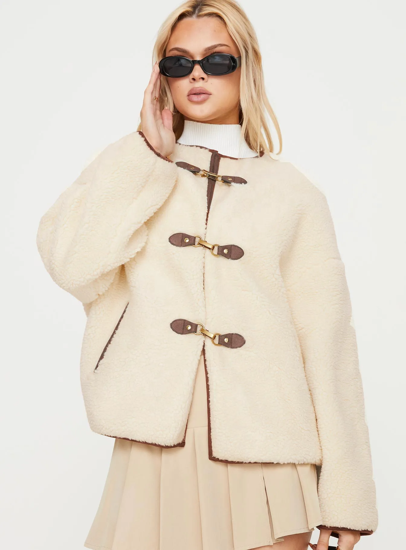 Adylic Teddy Coat Cream / Brown sold by Princess Polly product image thumbnail 2