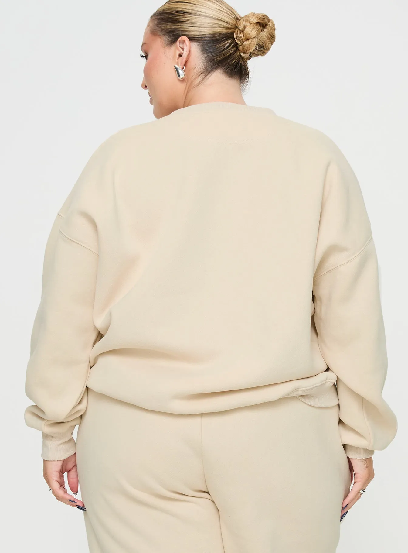 Princess Polly Crew Neck Sweatshirt Block / Cursive Text Stone Curve sold by Princess Polly product image thumbnail 5