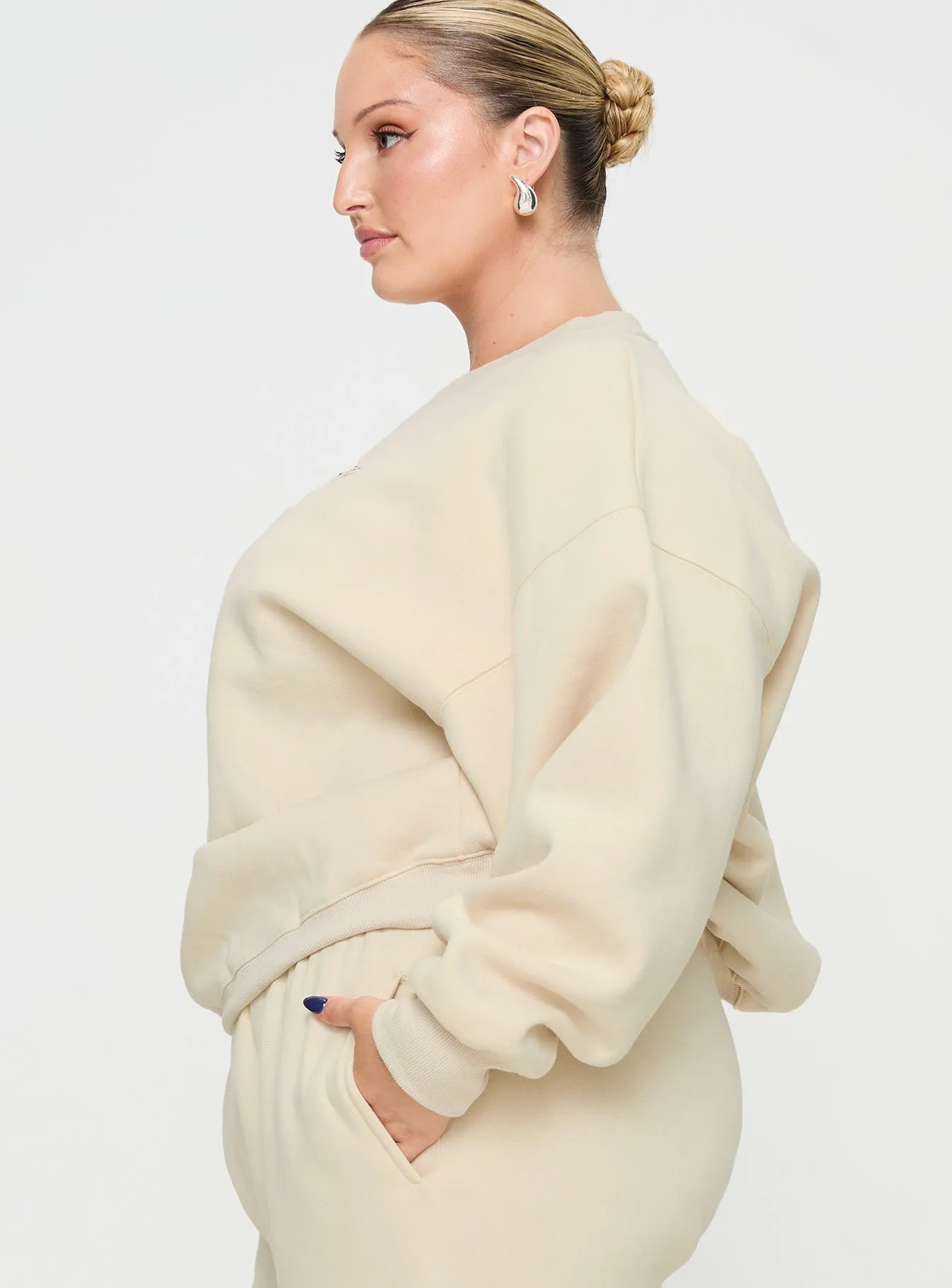 Princess Polly Crew Neck Sweatshirt Block / Cursive Text Stone Curve sold by Princess Polly product image thumbnail 4