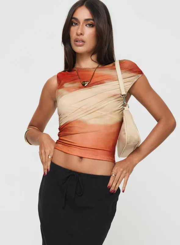 Sweet Emotion Top Brown Multi sold by Princess Polly