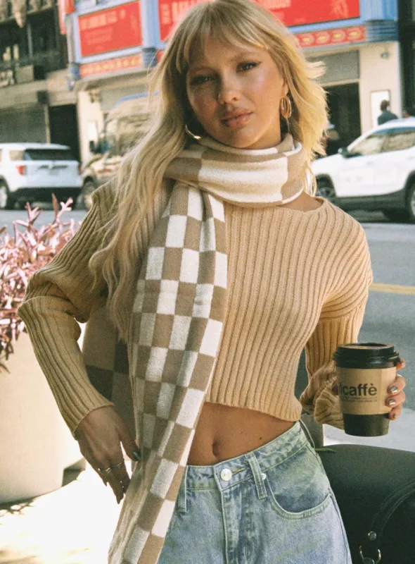 Alivia Cropped Sweater Beige sold by Princess Polly