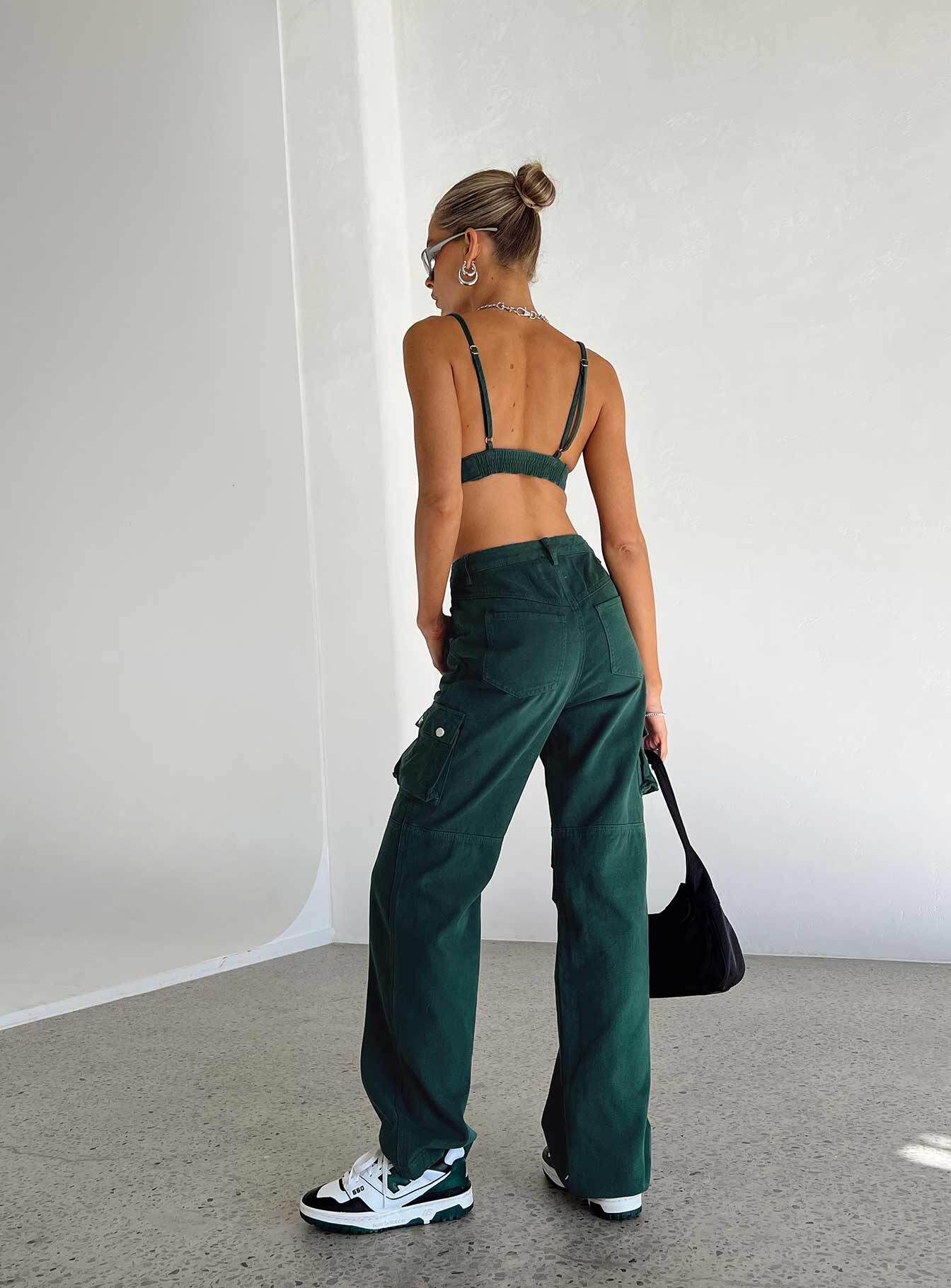 Paige Mid Rise Cargo Jean Denim Green sold by Princess Polly product image thumbnail 4