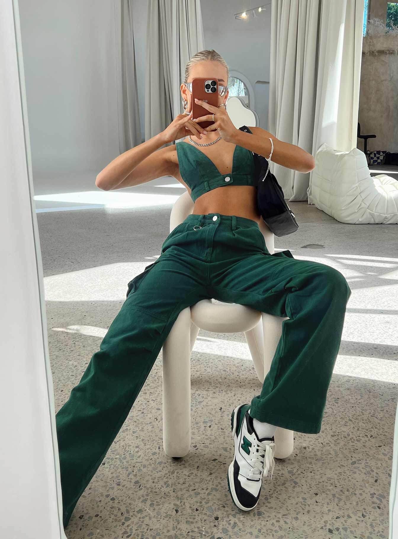 Paige Mid Rise Cargo Jean Denim Green sold by Princess Polly product image thumbnail 2