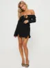 Mollins Long Sleeve Mini Dress Black sold by Princess Polly