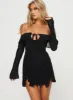 Mollins Long Sleeve Mini Dress Black sold by Princess Polly