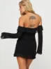 Mollins Long Sleeve Mini Dress Black sold by Princess Polly
