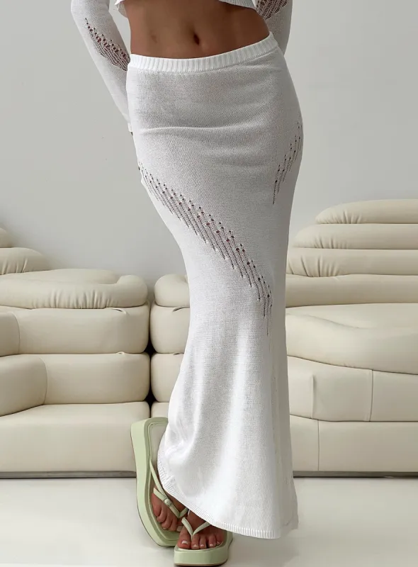 Josphine Sheer Maxi Skirt White sold by Princess Polly