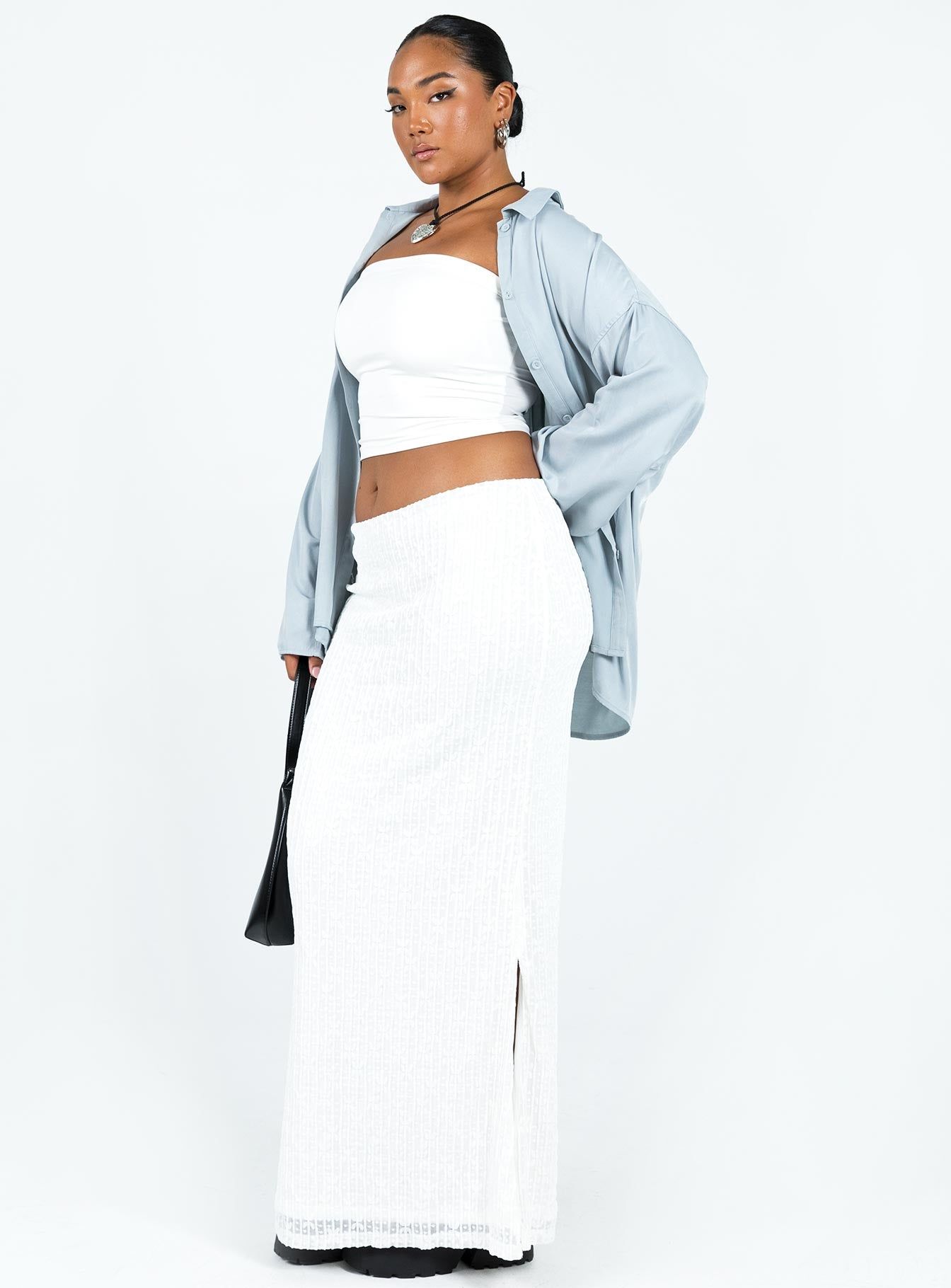 Berkshire Low Rise Maxi Skirt White sold by Princess Polly product image thumbnail 4