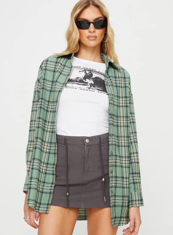 Tollen Shirt Dark Green Check made by Princess Polly